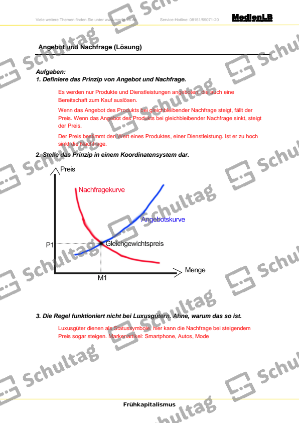 Angebot Und Nachfrage Arbeitsblatt Pdf Angebot und Nachfrage – Schultag