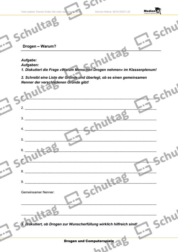 Sucht nicht nur nach Drogen Schultag