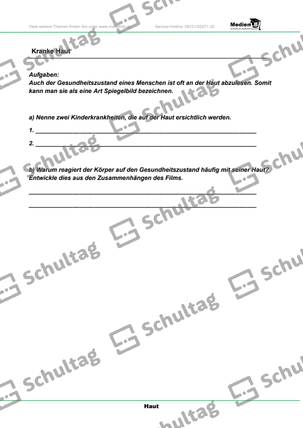 Aufbau Unserer Haut Schultag