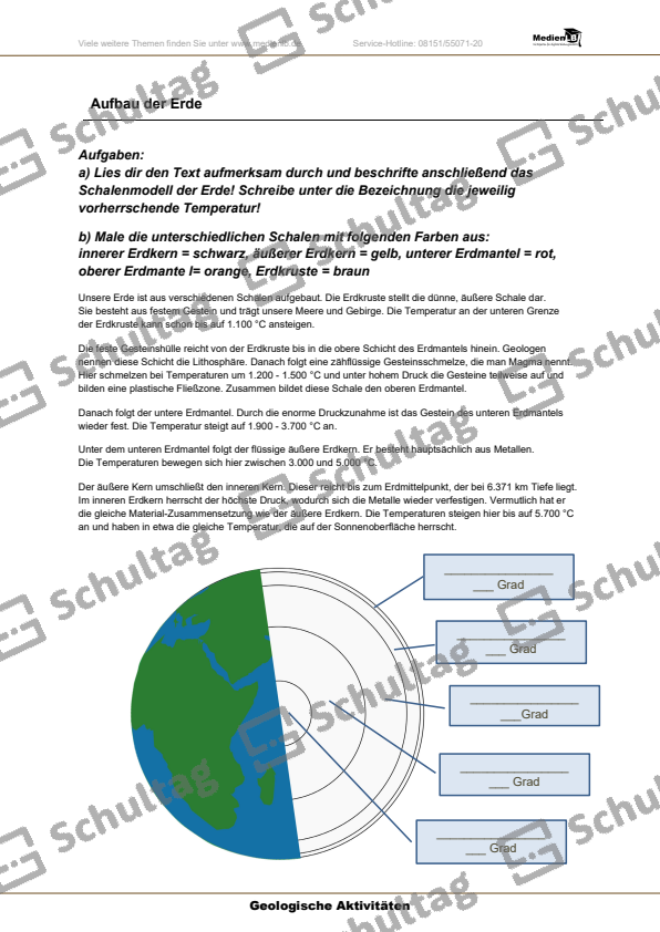 Aufbau der Erde – Schultag