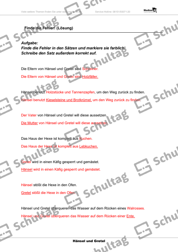 Finde die Fehler – Schultag
