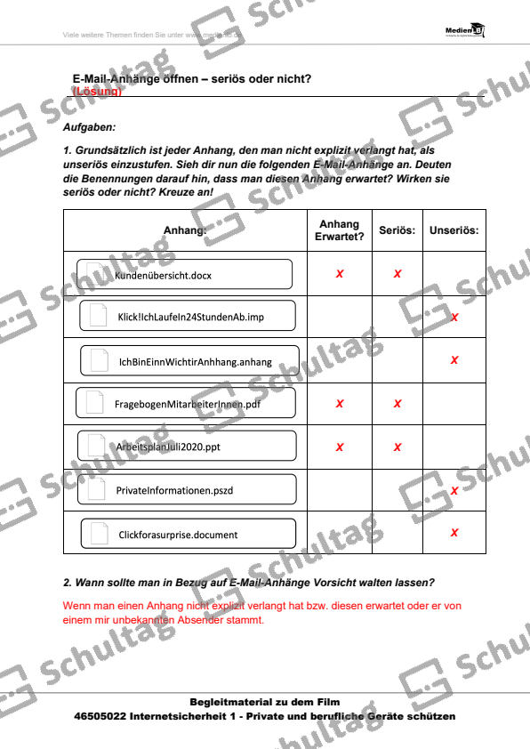 EMailAnhänge öffnen seriös oder nicht Schultag