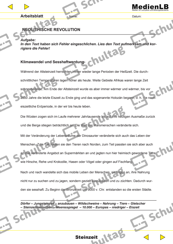 STEINZEITRÄTSEL Schultag