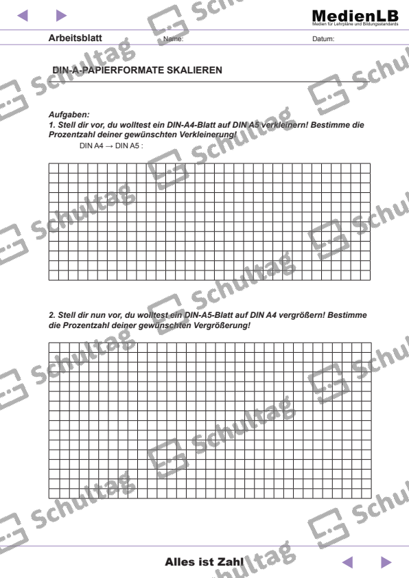 DIN-A-PAPIERFORMATE SKALIEREN – Schultag