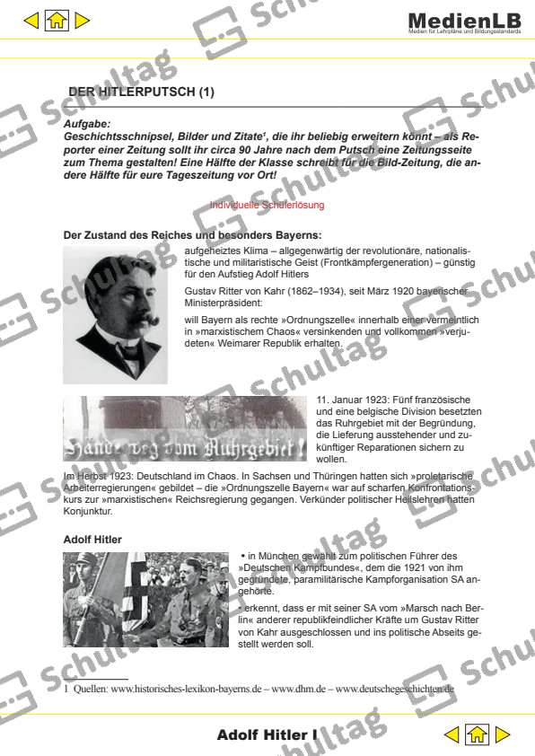 Hitler Putsch Einfach Erklärt DER HITLERPUTSCH – Schultag