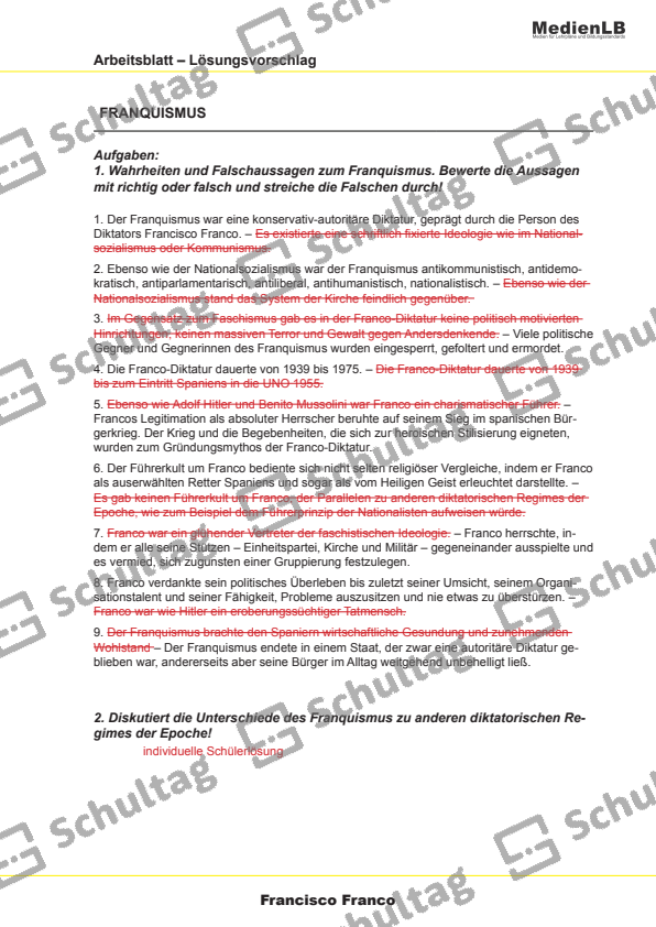 FRANQUISMUS Schultag