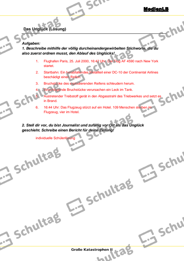Das Unglck Schultag