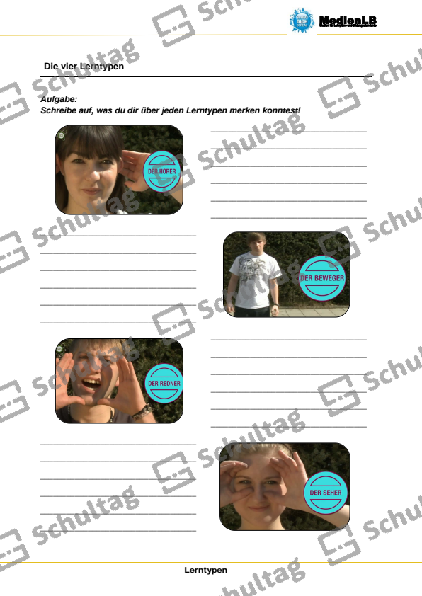 Die vier Lerntypen Schultag