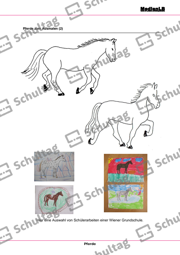 Pferde zum Ausmalen – Schultag