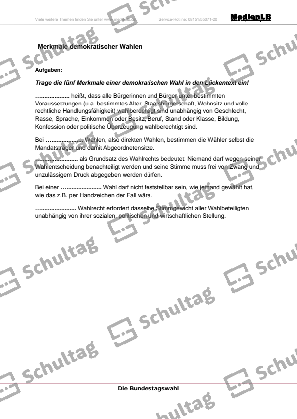 Mehrheitswahl oder Verhältniswahl Schultag