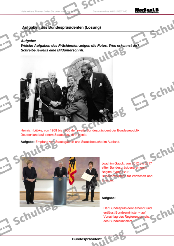 Aufgaben des Bundespräsidenten – Schultag