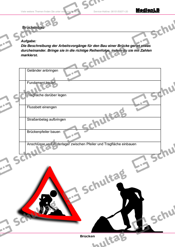 Teile einer Brücke – Schultag