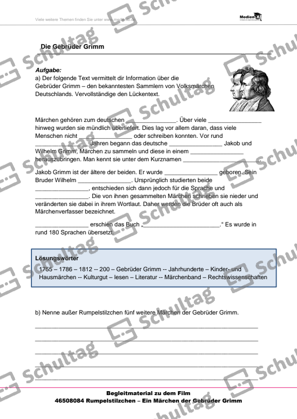 Zitate aus dem Märchen Schultag