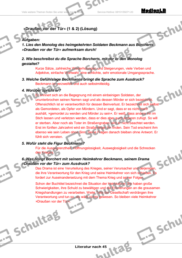 Text Draussen Vor Der Tür Draußen vor der Tür – Schultag