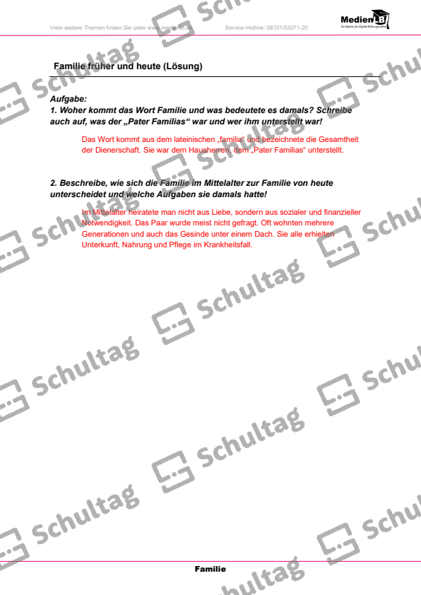 Familie früher und heute – Schultag