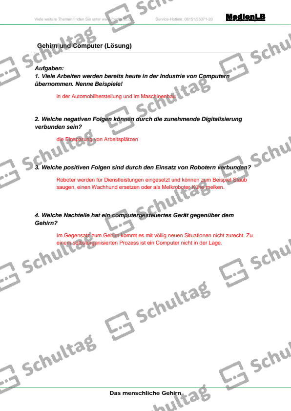 Gehirn und Computer – Schultag