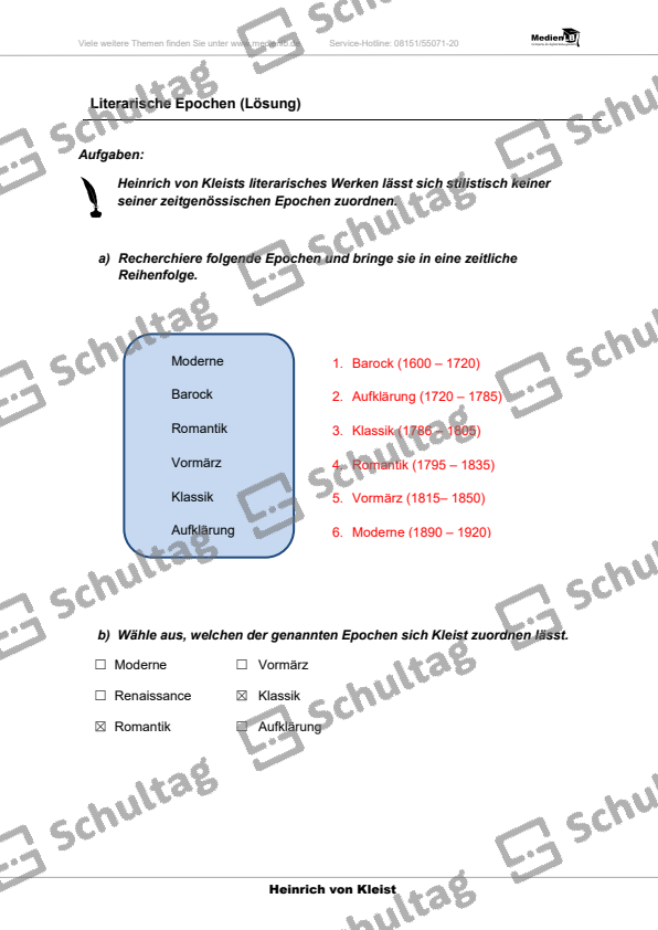 Literarische Epoche – Schultag