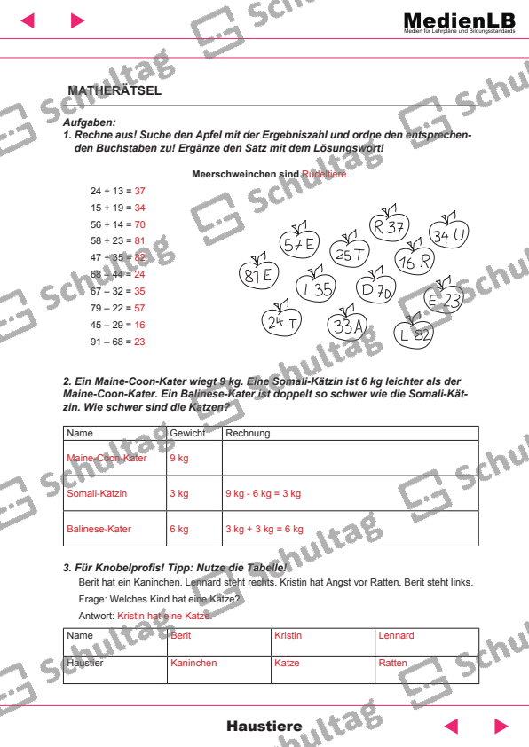 MATHERÄTSEL – Schultag