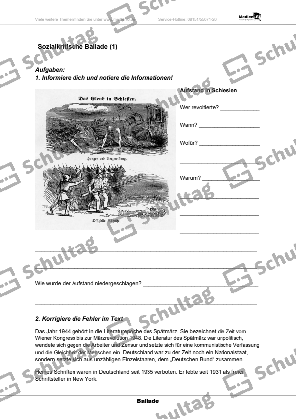 Ballade Des äußeren Lebens Analyse der Ballade – Schultag