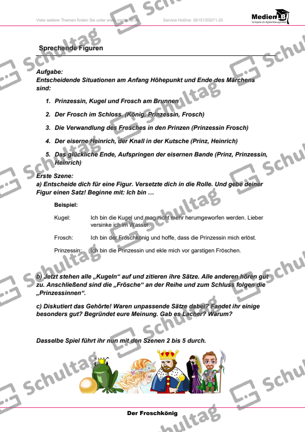 Klassenaufführung Froschkönig – Schultag