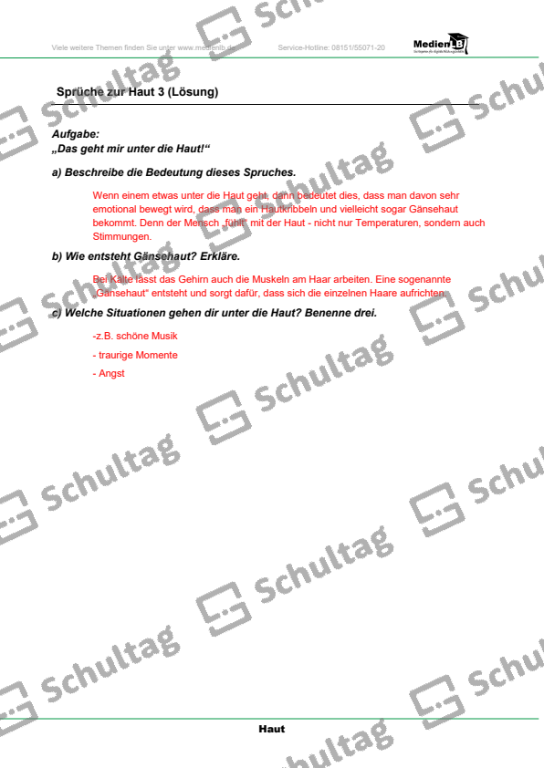 Sprüche zur Haut 3 – Schultag
