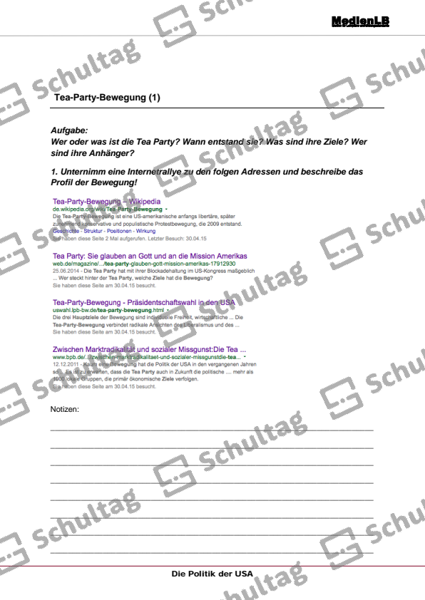 Politisches System der USA II – Schultag