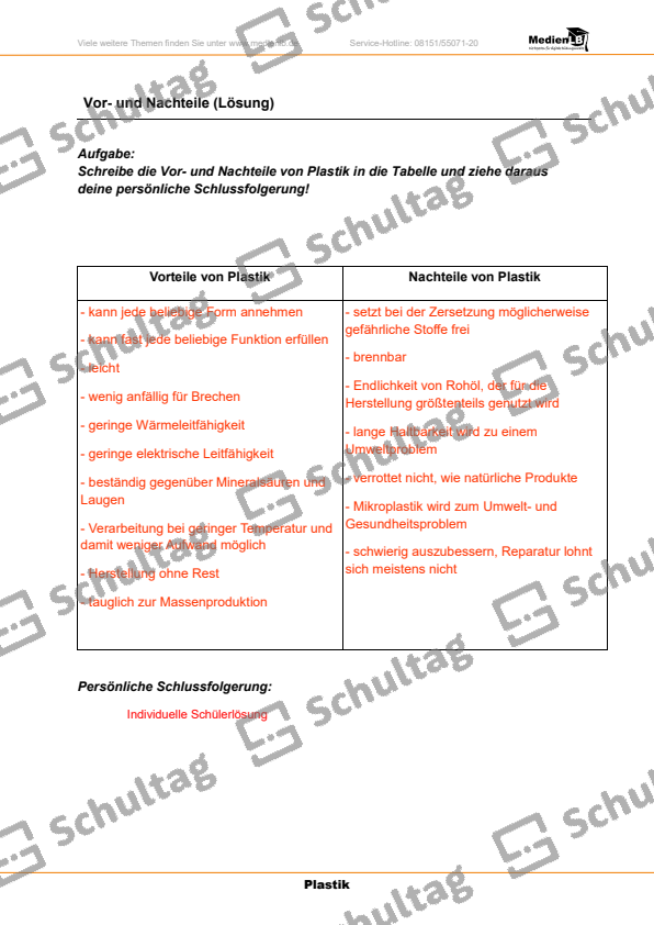 Vor und Nachteile Schultag