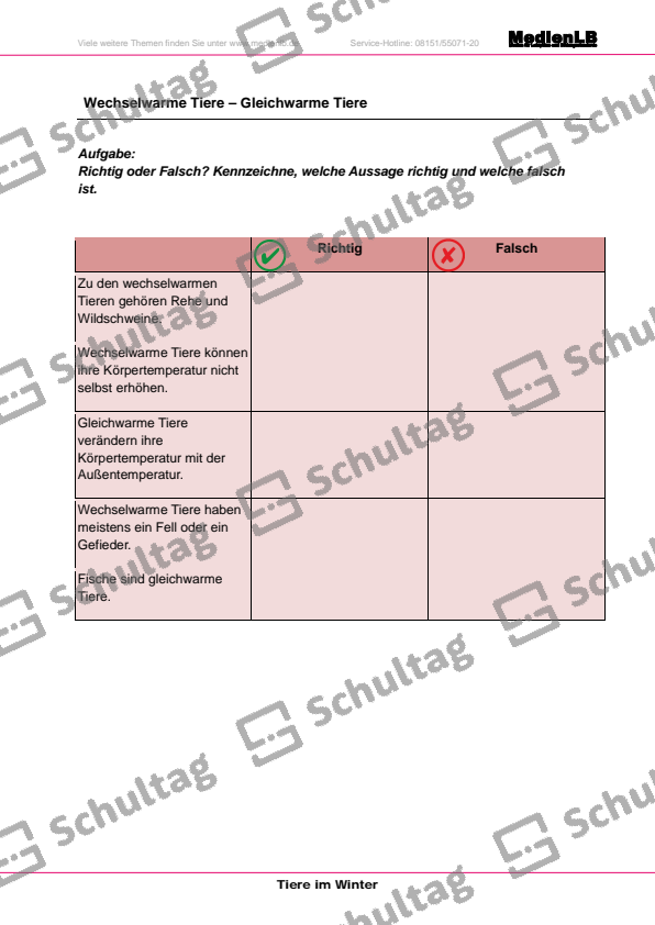 Gleichwarme Und Wechselwarme Tiere Arbeitsblatt Tiere im Winter (Sammlung) – Schultag