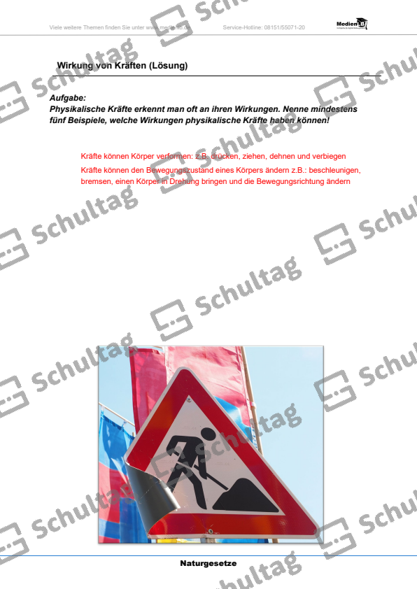 Wirkung von Kräften – Schultag